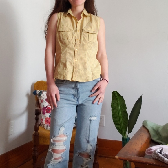Yellow Button Down Blouse - Picture 2 of 8